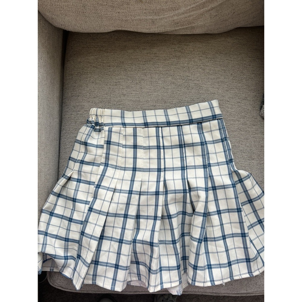 Princess Polly Blue White Plaid Pleated School Girl Lona Mini Skirt NWT XS/S